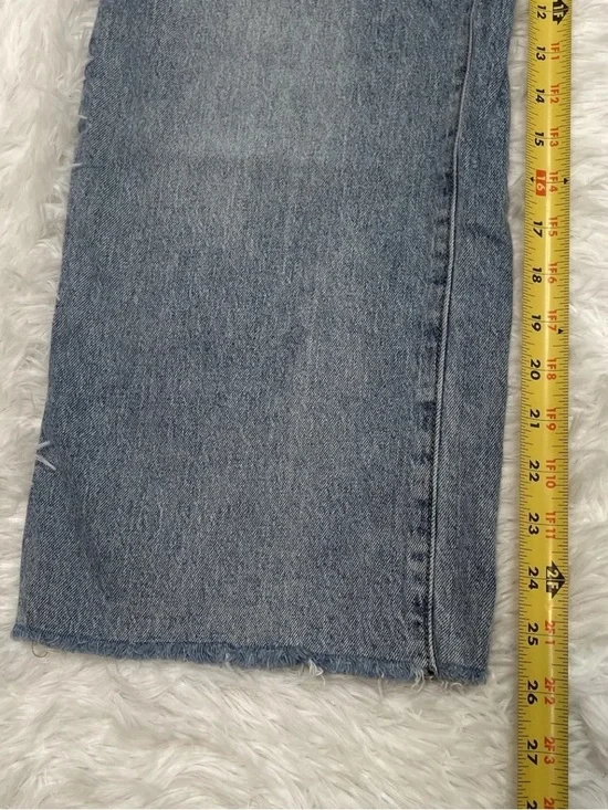 Oliver Logan Aberdeen Wide Leg Crop Jeans Womens Size 30 Blue High Rise Raw Hem - Picture 13 of 14